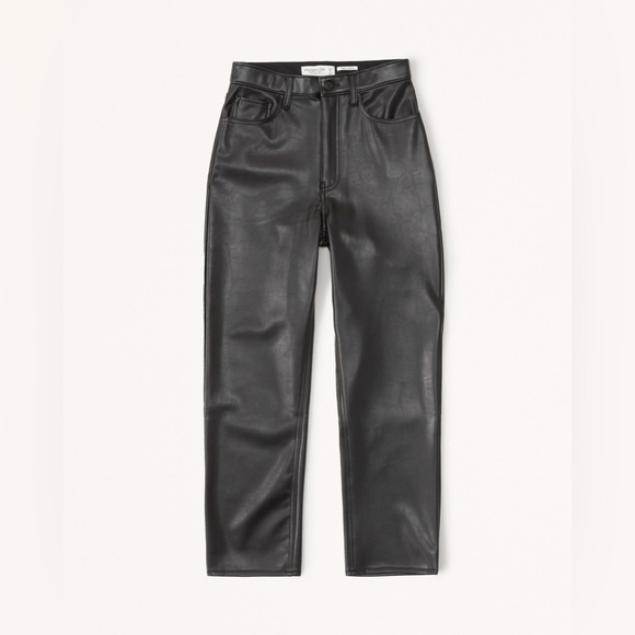 Abercrombie and Fitch Ankle Straight Ultra High Rise Vegan Leather Pants Size 27 - Picture 2 of 15